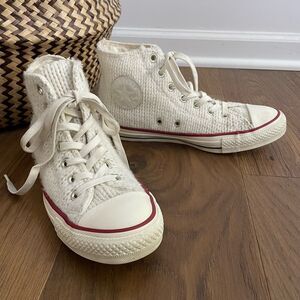Converse Chuck Taylor All Star Winter Sweater Knit Hi Top Sneaker Ivory 8